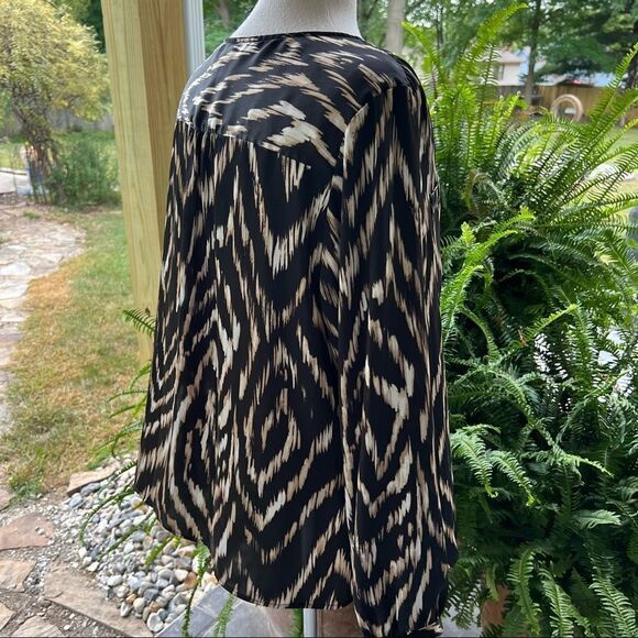 PLUS SIZE Liz Claiborne Blouse Brown Cream & White size 2X - Picture 2 of 9